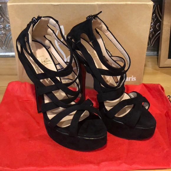 Black Strappy Heels - Picture 1 of 5